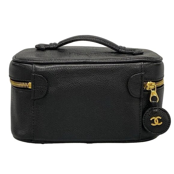 Auth CHANEL - A01997 Black Calfskin Vanity Bag Gold hardware - Picture 2 of 16